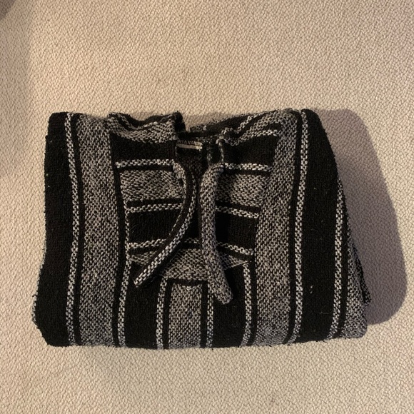 Black and Grey Striped Knit Baggy Sweater/Hoodie - Picture 3 of 3